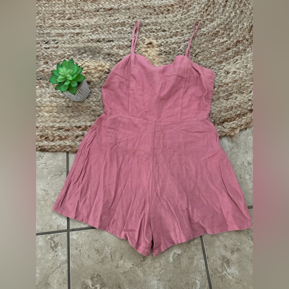 MAUVE LINEN TANK TOP ROMPER